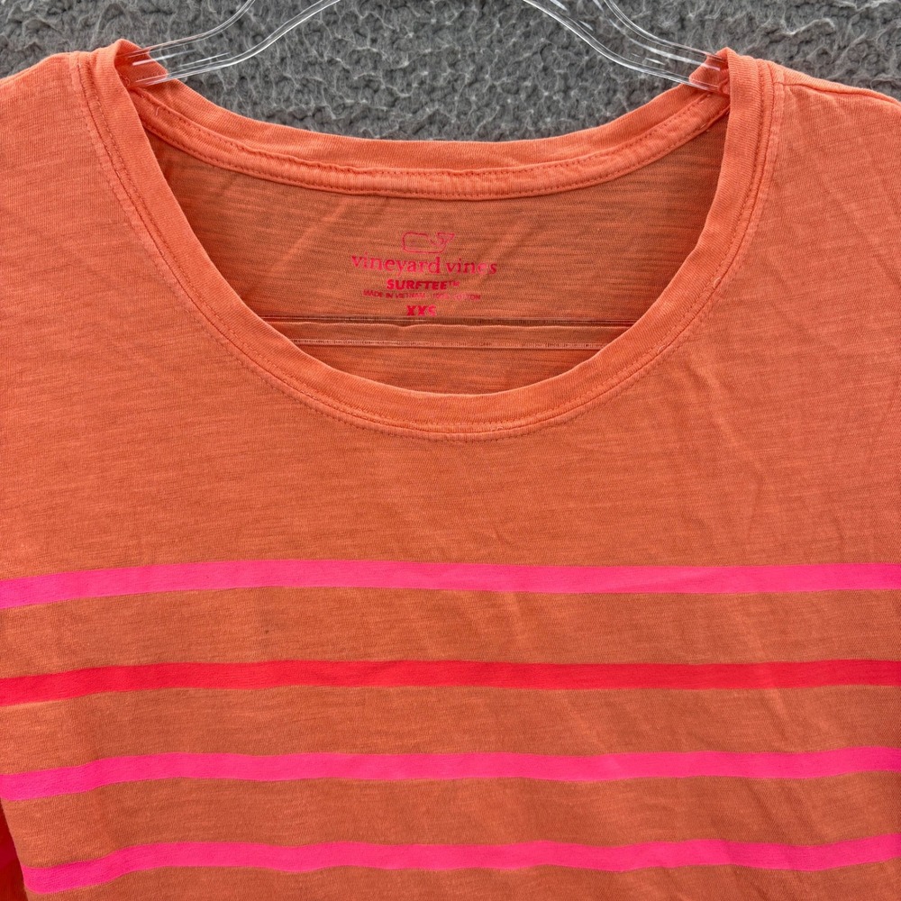 Vineyard Vines T-Shirt Women XXS Orange Striped Surf Tee‎ Short Sleeve Cotton